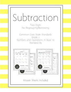 Preview of Subtraction without Regrouping/Borrowing Pack with Continent Facts