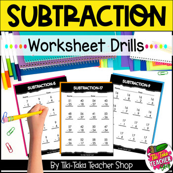 Preview of Subtraction worksheet Drills - Subtraction Practice