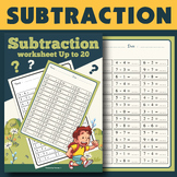 Subtraction worksheet Up to 20