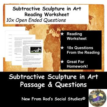 Preview of Subtractive Sculpture in Art Reading Worksheet **Editable**