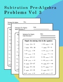 Subtration Pre algebra Problems Vol 3