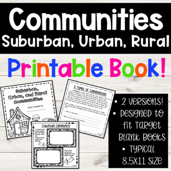 Preview of Suburban, Urban, Rural Communities Social Studies 2nd Grade Book