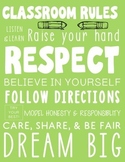 Subway Art Classroom Rules Poster - Lime Green Printable R