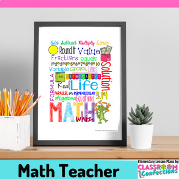 Preview of Subway Art for Math Teachers : Build Teacher Morale : Gift Idea : Appreciation