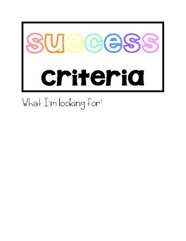 Preview of Success Criteria