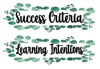 Preview of Success Criteria & Learning Intentions | WALT & WILF | Botanical | Eucalyptus