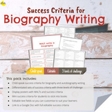 Success Criteria for Biography Writing [editable]