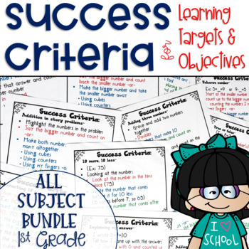 Preview of Success Criteria for Common Core Learning Targets BUNDLE 1st grade Editable