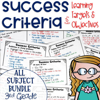 Preview of Success Criteria for Common Core Learning Targets BUNDLE 3rd grade Editable