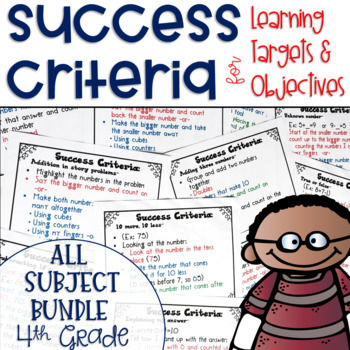 Preview of Success Criteria for Common Core Learning Targets BUNDLE 4th grade Editable