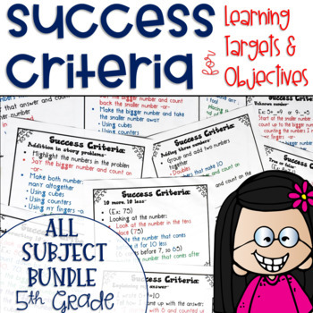 Preview of Success Criteria for Common Core Learning Targets BUNDLE 5th grade Grade