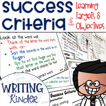 Preview of Success Criteria for Common Core Learning Targets in Writing Kinder Editable