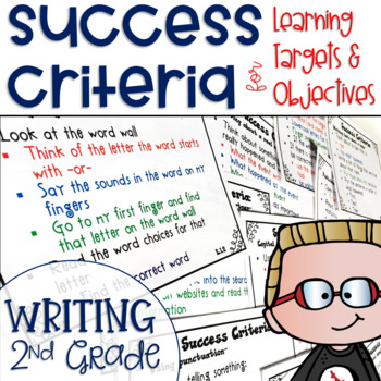 Preview of Success Criteria for Common Core Learning Targets in Writing 2nd Grade Editable