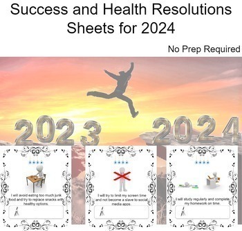 Preview of Success and Health End of Year School Resolutions- PDF & Easel (No Prep)