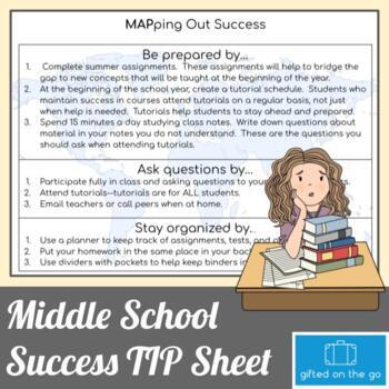 Preview of Success for Middle School Tips Google Slide and Handout