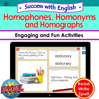 Preview of Success with English: Homophones and more (Boomcards)