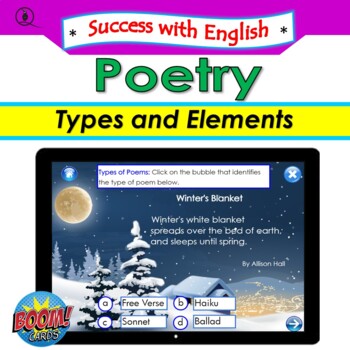 Preview of Success with English: Poetry Types and Elements  (Boomcards)