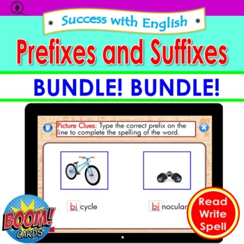 Preview of Success with English: Prefixes and Suffixes Boomcards