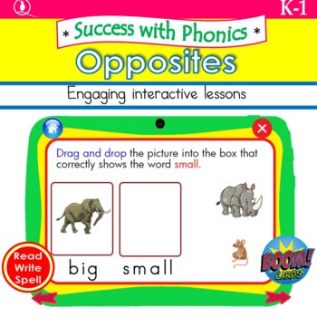 Preview of Success with Phonics: Opposites (Boomcards)
