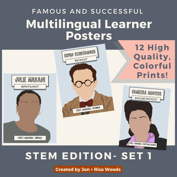 Preview of Successful/Famous English Learner (ELL) STEM Role Model Posters Set 1
