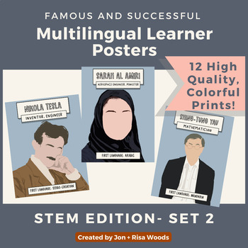 Preview of Successful/Famous English Learner (ELL) STEM Role Model Posters Set 2