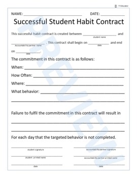 successful student habit and behavior building habit contract by fi educator