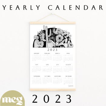 Preview of Succulent 2023 Botanical Wall Calendar  | 2023 calendar, printable 2023 calendar