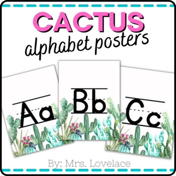 Preview of Succulent Cactus Alphabet Posters for Classroom Decor