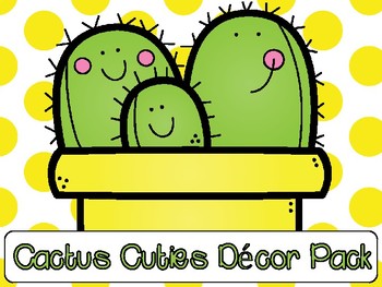 Preview of Succulent Cactus Cuties Classroom Decor Pack with Editable Templates