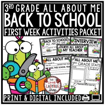 Preview of Cactus Classroom Theme Back To School Activities 3rd Grade All About Me Poster