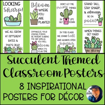 Succulent Cactus Themed Classroom Posters Inspirational Decor