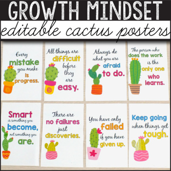 Cactus Classroom Decor Growth Mindset Bulletin Board | TpT