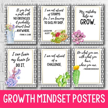 Succulent Classroom Decor Growth Mindset Posters Back to School ...