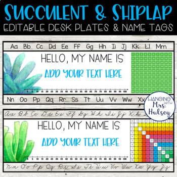 Preview of Succulent Desk Tags - Student Name Tags