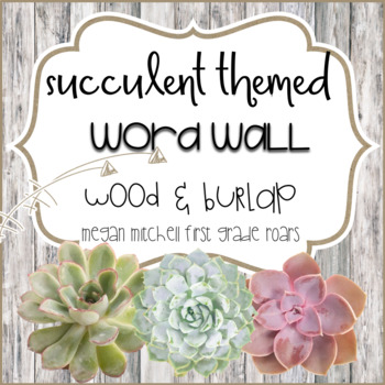 Succulent Theme Word Wall with Burlap & Shiplap by First Grade Roars