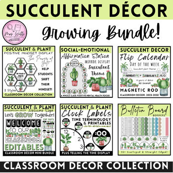 Succulent & House Plant Classroom Décor Set, Display EDITABLES ...