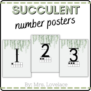 Preview of Succulent Number Posters for Classroom Decor