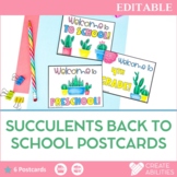Succulent Postcards for Back to School - Editable