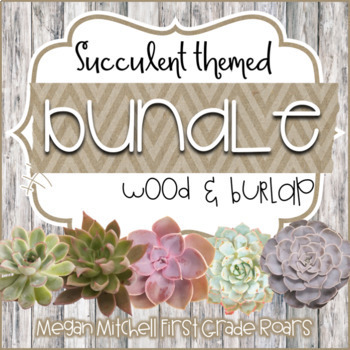 Succulent Theme Decor Bundle with Burlap & Shiplap by First Grade Roars