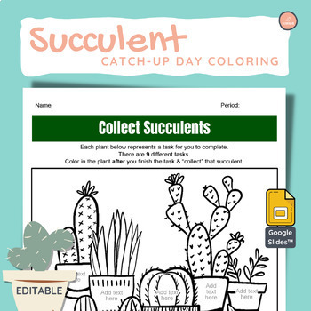 Preview of Succulents & Cacti Catch-Up Day: Editable: Independent Work: Student Choice