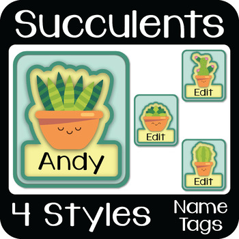 Preview of Succulents Name Tags, Cactus Cubby and Locker Labels