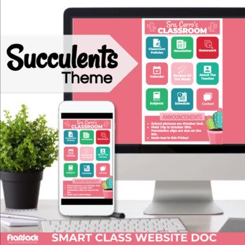 Preview of Succulents Cactus Parent Communication Google Slides Editable Smart Class App