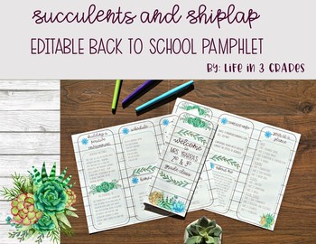 Preview of Succulents and Shiplap *Editable* Back to School Parent Pamphlet