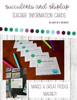 Preview of Succulents and Shiplap *Editable* Teacher Information Cards