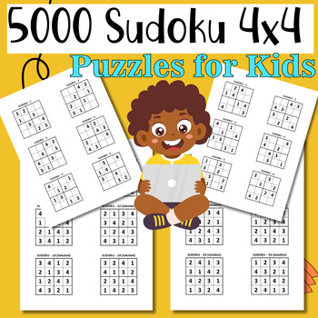Preview of 5000 Sudoku 4x4 Puzzles for Kids with solutions