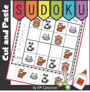 Preview of Sudoku Cut and Paste Activity - Woodland Animals