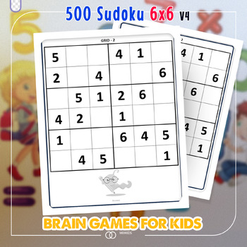 Preview of Sudoku For Kids Ages 6-12: 500 Sudoku 6x6 With Solutions V4