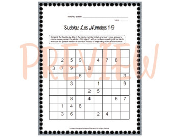 ir de compras Tejido conductor Sudoku: Los Números 1-9 by Senorita Divertida | TPT