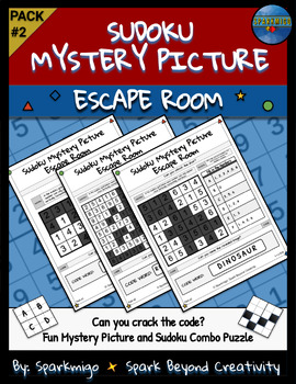 Preview of Sudoku Mystery Picture Escape Room: Math Code Word Logic Puzzle Pack #2 No Prep