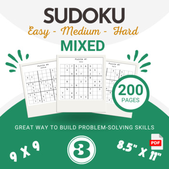 Preview of Sudoku Puzzle Book Mixed Levels: Easy,Medium,Hard ( 200 Pages with Solutions ) 3